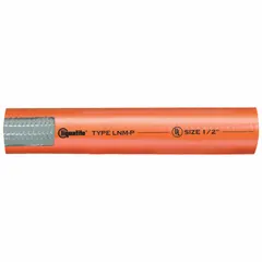 This LIQUATITE LNMP Series conduit is a continuous-flex liquid-tight plastic conduit with a 3/4 in trade size, orange color, and 175 ft nominal length. It is designed for dynamic applications requiring protection from moisture, oils, and chemicals in environments with constant movement, such as machine tools and robotics.