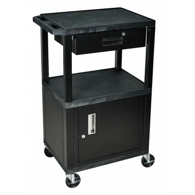 OEM Audio-Visual Cart: 24 in L x 18 in W - AV Carts with Plastic Shelves, Steel Storage Cabinets & Steel Drawers