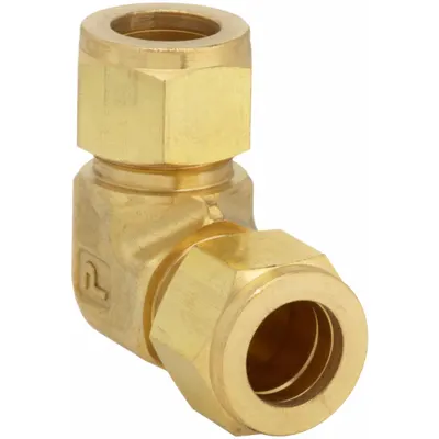 PARKER Compression Fitting Elbow: 3/4 in OD x 3/4 in OD Size, Compression x Compression - Double-Ferrule Brass Compression Fittings