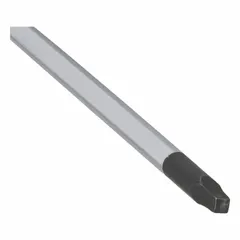 Square screwdriver with #0 tip size, 4 in shank length, and 6-1/2 in overall length. Cushion grip handle provides user comfort. Used for fastening and loosening square-drive screws in general maintenance, assembly, and repair tasks.