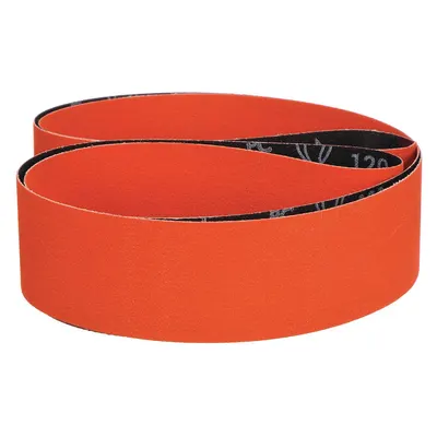 NORTON Sanding Belt: 1 in W x 24 in L, Ceramic, 120 Grit, Y Wt Polyester Backing - Cool-Cutting Sanding Belts for All Metals