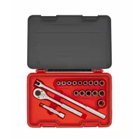 PROTO Socket Set: 1/2 in Drive, 18 Piece, Metric, 9 mm to 23 mm (MPN J54218T)