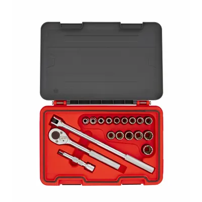 PROTO Socket Set: 1/2 in Drive, 18 Piece, Metric - Metric Socket Sets with Drive Tools