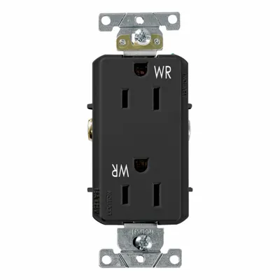 LEVITON Decora Plus Duplex Receptacle Outlet: Duplex, 5-15, Black, 125V AC, 15 A - General Purpose Receptacles