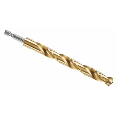 BOSCH Hex Shank Drill Bit: 1/2", 135° Split Point, TiN-Coated HSS - Bosch Impact Tough Drill Bits