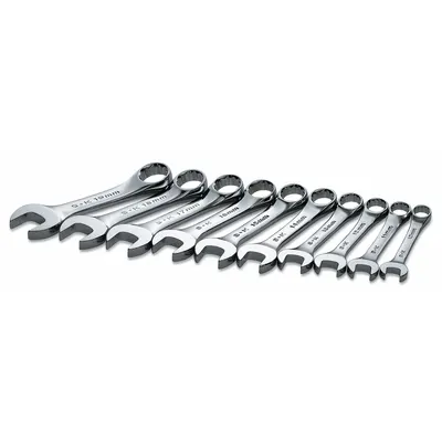 SK PROFESSIONAL TOOLS Combination Wrench Set: Alloy Steel, Chrome, 10 Tools - Metric 12-Point Combination Wrench Sets