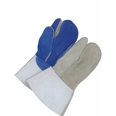 BDG Welding Mitts: Straight Thumb, Gauntlet Cuff, Premium, Gray Cowhide, One Size Glove Size - Stick Welding Mitts with Cowhide Leather Palm