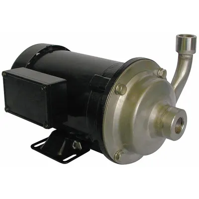 Dayton Centrifugal Pump: 316 Stainless Steel, 1/2 hp Horsepower (Max), Three Phase - Stainless Steel Housing Chemical-Resistant Centrifugal Pumps