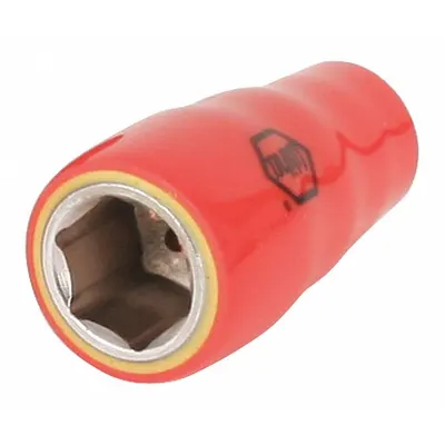 WIHA Insulated Socket: 1/4 in Drive Size, 14 mm Socket Size, 1 in Overall Lg - 1/4" Drive Metric Insulated Hand Sockets
