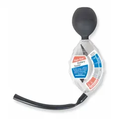 This battery fluid tester measures the specific gravity of electrolyte in SLI (starting, lighting, ignition) batteries. It is used to assess battery charge state and diagnose issues in automotive and industrial equipment. The tester is designed for maintenance applications in fleet and vehicle maintenance.
