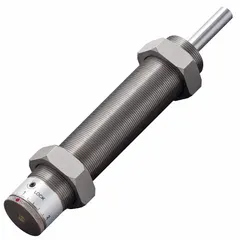Steel industrial shock absorber with a force rating of 68.6 N. Used to decelerate and stop moving loads in machinery, reducing impact and vibration. Suitable for automation, packaging, and material handling systems requiring controlled motion and equipment protection.