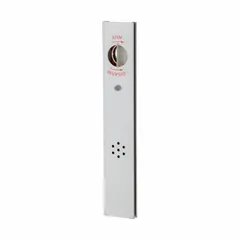 This standard door alarm features a steel body and a mortise cylinder. It operates on a 9 V DC battery and emits a siren sound. Suitable for use in commercial and industrial facilities to monitor exit doors, providing a deterrent against unauthorized use while permitting emergency egress.