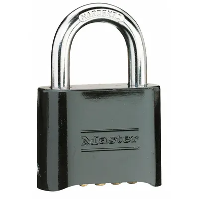 MASTER LOCK Combination Padlock: Scrolling Combo, Black, Zinc Die-Cast, Std Shackle - Standard Shackle Combination Padlocks