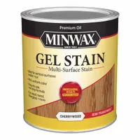 This interior oil-based wood stain in Cherrywood color provides a semi-transparent finish. Suitable for fiberglass, metal, PVC, and wood surfaces. Supplied in a 1 qt container