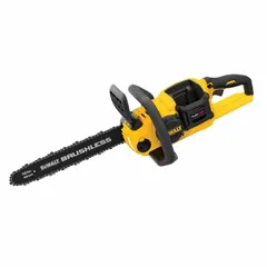 This 60 V battery-powered chainsaw features a 16-inch bar and rear handle design for balanced control during cutting tasks. The automatic chain oiler provides consistent lubrication to the bar and chain. Suitable for tree trimming, limbing, and firewood cutting where cordless mobility is required.