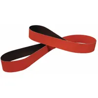 This 3M CUBITRON II sanding belt features a ceramic abrasive on a YF weight polyester backing, designed for cool-cutting action on all metals. The 50 grit provides aggressive material removal for grinding, deburring, and finishing operations in industrial metalworking applications
