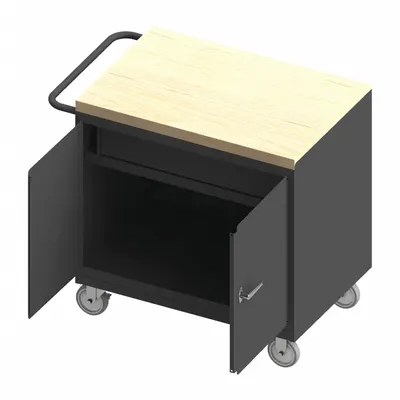 DURHAM MFG Mobile Cabinet Bench with Drawers - Mobile Cabinet Benches with Drawers