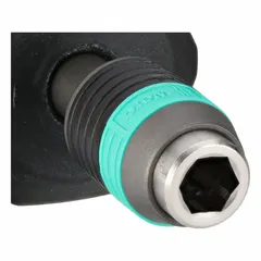 This click-type preset torque bit screwdriver is designed for precision fastening tasks requiring consistent torque application. With a 1/4 in tip size, it delivers a minimum torque of 0.3 N-m and a maximum torque of 0.25 N-m, suitable for assembly, maintenance, and quality control applications.