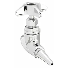 Brass inline gas valve with cross handle, one outlet, and NPT inlet connection. Used for on/off control of gas flow in laboratory turret and valve systems.