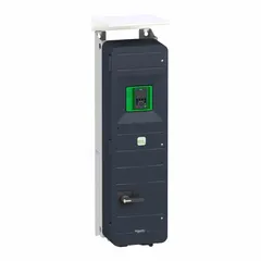 The SCHNEIDER Altivar ATV650D55N4EU is a compact variable frequency drive with three-phase output, rated for 75 hp. It is programmable and features no bypass. This drive is suitable for controlling the speed and torque of three-phase induction motors in applications such as conveyors, pumps, and fans.