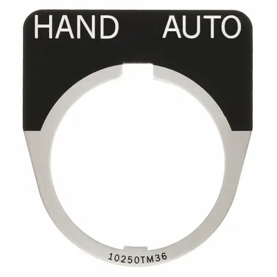 EATON Legend Plate: 30 mm Panel Mounting Size, Half-Round, 1 1/2 in Overall Wd - Push-Button Rings & Plates