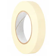 This general purpose masking tape features a crepe paper backing with a rubber adhesive, designed for indoor paint applications. It is 4.4 mil thick, 1 inch wide, and 120 yards long per roll. The tan tape provides clean paint lines on surfaces such as walls and trim, and is also suitable for light-duty bundling tasks.