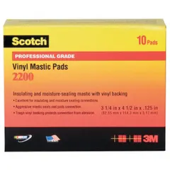 Vinyl and mastic pad for insulating and sealing electrical connections, splices, and cables. Provides a waterproof barrier against moisture and corrosion. Measures 4-1/2 in wide by 3-1/4 in long, 125 mil thick. Black, 10-pack.