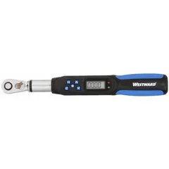 This standard-head electronic torque wrench has a torque range of 0.44 to 8.85 ft-lb and offers selectable units: Centimeter-Kilogram, Foot-Pound, Inch-Pound, and Newton-Meter. It provides audible and visual indication for precise fastening. Includes NIST and TAF calibration certificates. Suitable for assembly, repair, and maintenance tasks requiring accurate torque application.