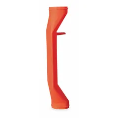 Orange polyethylene saddle vent with 8 in outlet diameter, 3 5/8 ft length. Designed for use with standard fan or blower to ventilate confined spaces such as manholes. Non-conductive material construction.