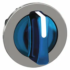 This illuminated selector-switch operator from the SCHNEIDER Series XB4 is designed for 30 mm panel mounting. It features a metallic bezel and a maintained action across three positions, with no cam included. Typical applications include industrial control panels for machinery, process control, and automation systems requiring visual status indication.