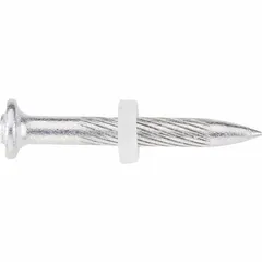This pin drive anchor is designed for use with powder-actuated tools to fasten materials to concrete, steel, or masonry. It has an overall length of 1 inch, an 8 mm head diameter, and a 5/32 inch shank diameter. Supplied in a 100-pack.