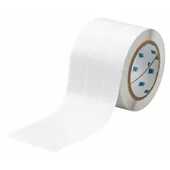 Polyimide precut label roll with white matte finish. Each label measures 3 11/32 in x 1/4 in. Compatible with BBP12 printer series. Used for industrial identification and tracking, including circuit board labeling and asset tagging.