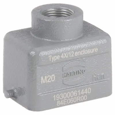 HARTING Rectangular Connector Hood: Size 6 B, Top, Single-Entry, M20 Cable Entry - Hoods for Rectangular Connectors