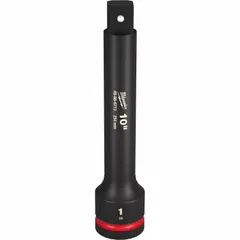 This 10-inch extension with 1-inch input and output drive sizes is designed for use with impact wrenches and drivers. It extends reach to access fasteners in confined or deep-access applications during heavy-duty bolting tasks. The extension transfers torque from the tool to the socket without a locking mechanism.