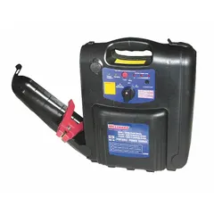 Portable jump starter and power source for boosting 12 V DC or 24 V DC batteries. Delivers 800 A at both 12V and 24V, with a cold cranking amps rating of 800 A at 24V. Features smart charging technology and is designed for use with AGM batteries. Suitable for starting engines in vehicles and equipment.
