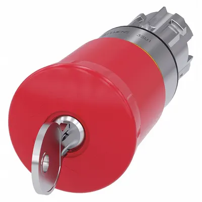 Siemens Emergency Stop Push Button: Green, 22 mm Mounting Size, Metallic - Mushroom-Head Push-Button Operators