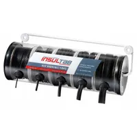 This heat shrink tubing assortment kit includes five pieces of black PVC tubing with a 2:1 shrink ratio. Sizes range from 1/16 in to 3/8 in inner diameter before shrinking, accommodating wire sizes from 0.06 in to 0.37 in. Supplied in a Mini-Spool Pull-Pak for convenient dispensing. Used for insulating, protecting, and bundling electrical wires and cables in general wiring applications