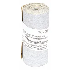 Silicon carbide abrasive on A-weight paper with pressure-sensitive adhesive backing. 120 grit for fine finishing and light stock removal. Suitable for sanding and finishing metal, wood, and painted surfaces in maintenance and repair tasks.