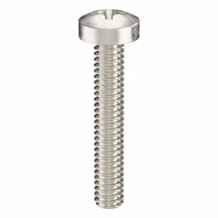 Pan head machine screws with M2x0.40 thread, 12 mm length, made from 18-8 stainless steel with plain finish. Phillips drive with #1 drive size. Suitable for general fastening applications where a low-profile head is needed. Sold in packs of 100.