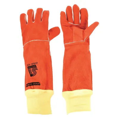 STEINER Welding Gloves: Wing Thumb, Knit Cuff, Std, Red Cowhide, Steiner 21918-KSC - Stick Welding Gloves with Cowhide Leather Palm