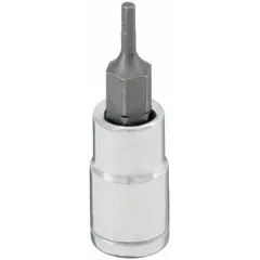 Fixed insert hex bit socket with 2 mm hex tip and 1 3/4 in overall length. Designed for driving hex-head fasteners such as set screws and bolts in assembly, maintenance, and repair tasks.