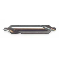 This plain-tip center drill is made from high-speed steel with a double-end design. It has a #3 size, an 82° angle, and a 5-inch overall length. Used to create conical starting holes in workpieces for lathe centers or subsequent drilling operations in metalworking and machining