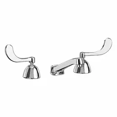 This widespread bathroom faucet from ZURN's AquaSpec® series is constructed of brass with a chrome finish. It features an arc spout design and a flow rate of 2.2 gpm. Mounting hardware is included. Suitable for commercial and residential bathroom sinks requiring a widespread handle configuration for hand-washing applications.