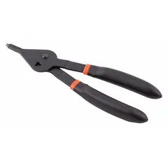 Convertible retaining-ring pliers for installing and removing both external and internal retaining rings. Designed for bore and shaft diameters from 8 mm to 18 mm. Suitable for maintenance, repair, and assembly tasks in industrial machinery and equipment.