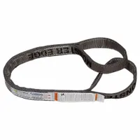 This STREN-FLEX web sling is a Type 3 protected-edge nylon flat-eye sling with a 20 ft sling length, 18 in eye length, and 4 plies. It features a wear-resistant tag for identification. Used for lifting and rigging heavy loads in industrial material handling applications