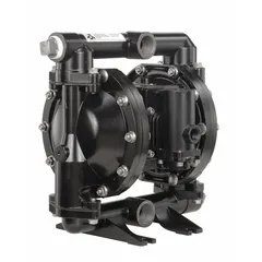 This air-operated diaphragm pump features a cast iron housing with 1-inch NPT connections, delivering a flow rate of 52 gpm and a maximum head of 265 ft. Hytrel seat and check valve materials provide chemical resistance. Typical applications include fluid transfer in industrial processes such as chemical handling, wastewater treatment, and mining.