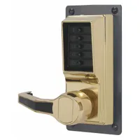 This mechanical push button lockset is constructed of brass and provides keyless entry without a key override option. It is suitable for interior doors in commercial and institutional settings where ADA-compliant access control is required