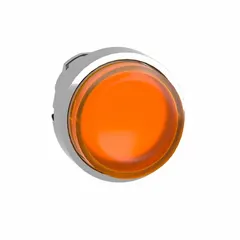Illuminated extended-length push-button operator from the XB4 series with maintained action. Features a metallic push button material and 22 mm mounting size. Suitable for industrial control panel applications requiring sustained contact, such as machine start/stop or mode selection.