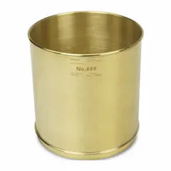 Test sieve with stainless steel screen and brass frame, 8 in outside diameter, 8 5/8 in height. Meets ASTM E11 standards. US Standard Screen Size #200. Used for particle size analysis and gradation testing in laboratory and industrial quality control applications.