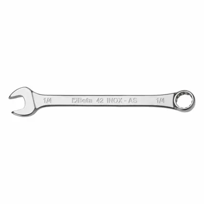 BETA Combination Wrench: Stainless Steel, Natural, 5/16 in Head Size - SAE Spline Combination Wrenches